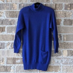Vintage 80s Paul Et Duffier Royal Blue Purple Angora Lambswool Sweater Tunic